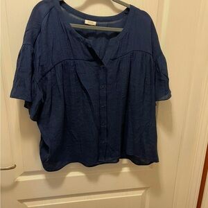 a.n.a Navy Button-Up Blouse